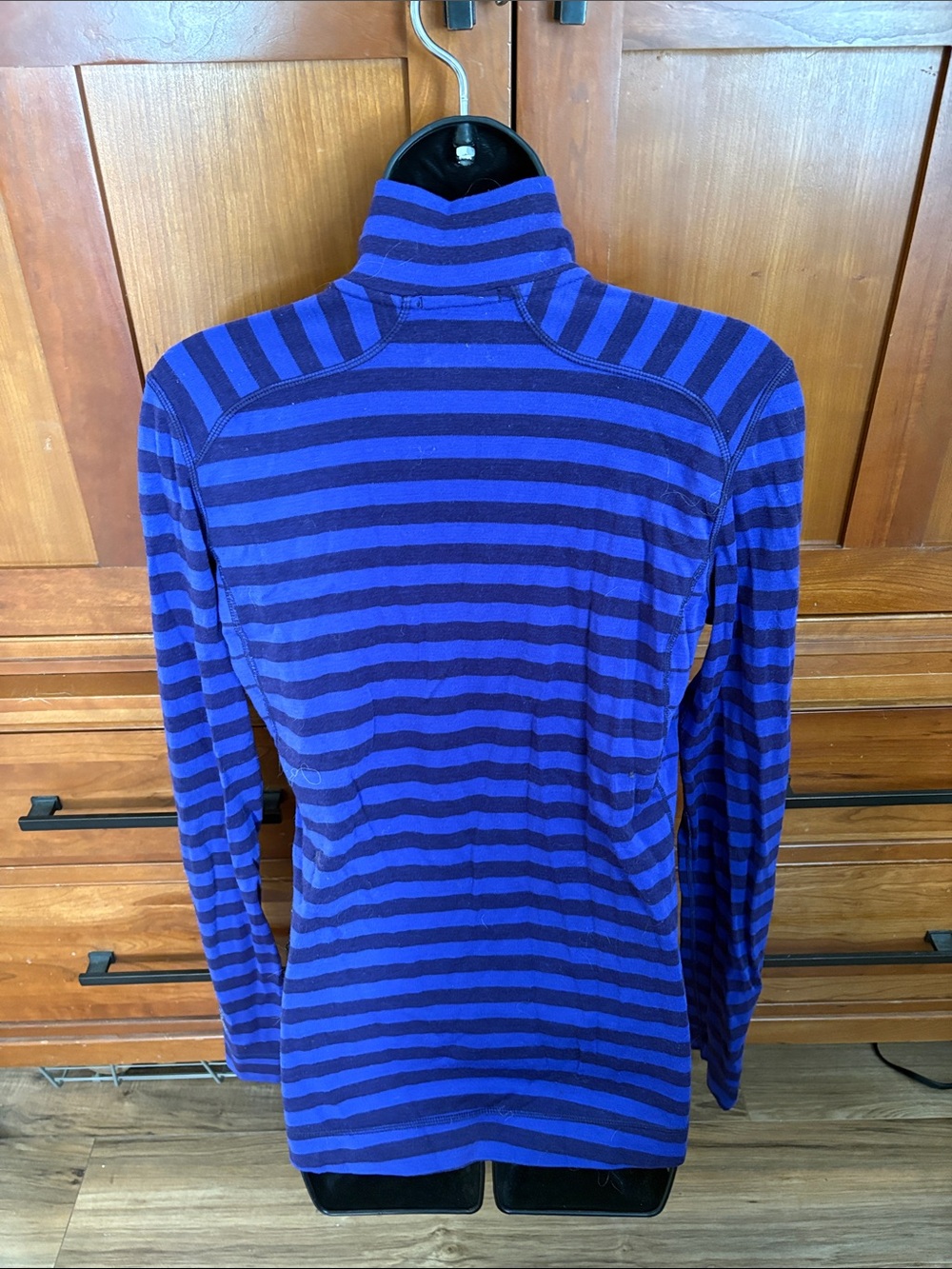 Smartwool Women's Half-Zip Striped Sweater - Royal Blue & purple merino wool - Picture 3 of 8